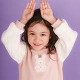 ウサギネコアニマルふわふわパッチ刺しゅう袖切り替えフーディーワンピース(80~1… | SLAP SLIP | 詳細画像4 