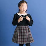 ブラック×グレー系 | ティアラ刺しゅう付きチェックプリーツドッキングワンピース(90~130cm) | SLAP SLIP