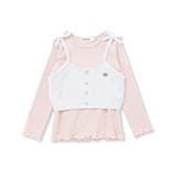ピンク×ホワイト | ラメニットビスチェ+テレコTシャツ2点セット(90~130cm) | SLAP SLIP