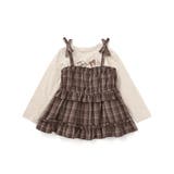 ブラウン系 | 【お揃い】チェックティアードキャミソール+フロントプリント長袖カットソー2点セッ… | SLAP SLIP