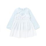 ライトブルー×ホワイト | メリーゴーランドプリントTシャツ+チュールキャミワンピース(90~130cm) | SLAP SLIP