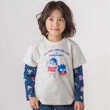 オフホワイト×ネイビー系 | フロントプリント半袖Tシャツ+総柄長袖Tシャツ2点セット | SLAP SLIP