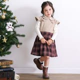 【お揃い】リボン風襟付き肩あきチェックタック入りジャンパースカート(80~140… | SLAP SLIP | 詳細画像3 