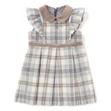 ベージュ×グレー系 | 【お揃い】襟付きタックスカートチェックジャンパースカート(90~130cm) | SLAP SLIP