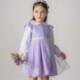 パープル | 花レースフェミニンモチーフ刺しゅう裾スカラップジャンパースカート(110~130… | SLAP SLIP