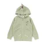 グリーン | ツンツン恐竜トサカフード付きフルジップパーカー(80~120cm) | SLAP SLIP