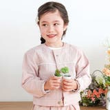 ピンク | ツイルデニム後ろリボンレース刺しゅう入りノーカラージャケット(90~130cm) | SLAP SLIP