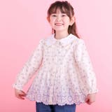 ストライプ＆花柄裾刺しゅうフレアブラウス(90~130cm) | SLAP SLIP | 詳細画像1 