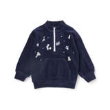 ネイビー | 恐竜くるまロケットおもちゃ刺しゅうハーフジップトップス(80~130cm) | SLAP SLIP