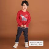 はたらくくるま恐竜パッチ刺しゅう×チェック切替トレーナー(80~130cm) | SLAP SLIP | 詳細画像2 