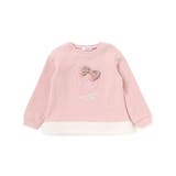 ピンク | イチゴチェリーパッチ刺しゅうリボン付き裾ボアトレーナー(80~130cm) | SLAP SLIP