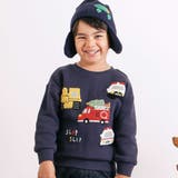 ネイビー(くるま) | 【裏起毛】はたらくくるまイヌ恐竜サガラ刺しゅうトレーナー(80~130cm) | SLAP SLIP