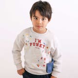 杢オフホワイト | ペたぺたシール風プリントデニムポケット付きトレーナー(80~130cm) | SLAP SLIP