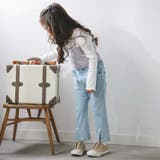 裾スリットパール花付きツイルデニムパンツ(90~130cm) | SLAP SLIP | 詳細画像3 