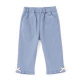 ブルー | 【らくのび】裾フリルリボン付きストレッチツイル7分丈パンツ(80~130cm) | SLAP SLIP