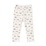 オフホワイト系(くるま総柄) | 恐竜電車膝パッチ総柄ミラノリブ7分丈パンツ(80~120cm) | SLAP SLIP