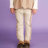 ベージュ | 【裏微起毛】スカラップ刺しゅうフリルロングパンツ(80~130cm) | SLAP SLIP