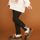 ブラック | 裾リボンパッチ刺しゅうレギンス(80~130cm) | SLAP SLIP