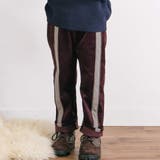 ブラウン | パイピングチェックサイドラインロングパンツ(80~130cm) | SLAP SLIP