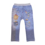 ブルー | デニム裏プリントミラノリブ8分丈パンツ(80~110cm) | SLAP SLIP