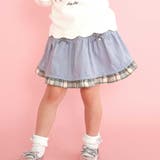 ブルー | コーデュロイ×チェックレイヤードスカパン(90~130cm) | SLAP SLIP