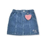 ブルー | 【お揃い】ハートチャーム付きデニムコールテン台形スカート(90~130cm) | SLAP SLIP