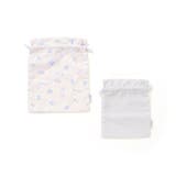 オフホワイト系(リボン) | 【お揃い】プリント総柄+チェック巾着2点セット | SLAP SLIP