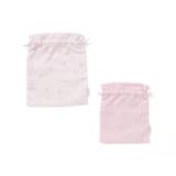 ピンク系(リボン) | 【お揃い】プリント総柄+チェック巾着2点セット | SLAP SLIP