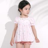 シェル柄フロントレースパフスリーブセパレート型スイムウェア(90~130cm) | SLAP SLIP | 詳細画像1 