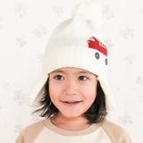 オフホワイト(消防車) | 消防車恐竜耳当て付きニット帽(48~55cm) | SLAP SLIP