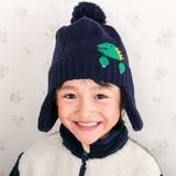 ネイビー(恐竜) | 消防車恐竜耳当て付きニット帽(48~55cm) | SLAP SLIP