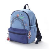 ネイビー | 【お揃い】恐竜はたらくくるまワッペンチャーム付き配色ポケットリュック(M~L) | SLAP SLIP