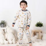 ベージュ×お空とおやすみアニマル | 【スララク 腹巻き一体型 吸汗速乾】みんな快眠！みんみんパジャマ | SLAP SLIP