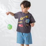 はたらくくるまプリント恐竜ひょっこりポケット付き半袖Tシャツ | SLAP SLIP | 詳細画像6 