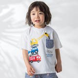 ホワイト | はたらくくるまプリント恐竜ひょっこりポケット付き半袖Tシャツ | SLAP SLIP