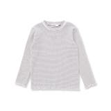 ボーダー(グレー系) | 襟ぐりフリルキラッとラメ糸モチーフ刺しゅうトップス(80~130cm) | SLAP SLIP