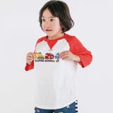レッド | 乗り物恐竜ポコポコサガラ刺しゅう7分袖ラグランTシャツ(80~130cm) | SLAP SLIP