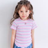 無地ボーダーワンポイント刺しゅう縁メロウTシャツ(80~130cm) | SLAP SLIP | 詳細画像1 