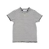 ブラック系(ティアラ) | 無地ボーダーワンポイント刺しゅう縁メロウTシャツ(80~130cm) | SLAP SLIP