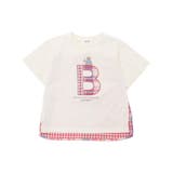 オフホワイト | 【お揃い】ダブルガーゼ切り替えロゴパッチ刺しゅう半袖Tシャツ(80~130cm) | SLAP SLIP