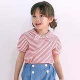 リボン襟マリン風ボーダーTシャツ(80~130cm) | SLAP SLIP | 詳細画像1 