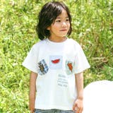 ホワイト | 【吸汗速乾】チェックダンガリー色々ワッペン付きポケット半袖Tシャツ(80~130… | SLAP SLIP