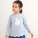 ブルー(イヌ) | アニマルクマウサギイヌネコモチーフパッチ刺しゅう裾スカラップTシャツ(80~13… | SLAP SLIP