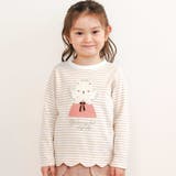 ベージュ系(ネコ) | アニマルクマウサギイヌネコモチーフパッチ刺しゅう裾スカラップTシャツ(80~13… | SLAP SLIP