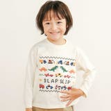 オフホワイト | はたらくくるま恐竜ステッチ刺しゅうTシャツ(80~130cm) | SLAP SLIP