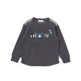 チャコールグレー | 恐竜サガラ刺しゅうワッフルTシャツ(80~130cm) | SLAP SLIP