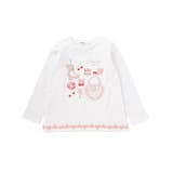 ホワイト | 裾レースパッチ刺しゅう天竺長袖Ｔシャツ(80~130cm) | SLAP SLIP