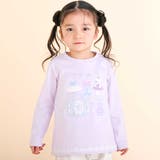 パープル | 裾レースパッチ刺しゅう天竺長袖Ｔシャツ(80~130cm) | SLAP SLIP