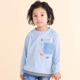 ブルー | レイヤード風デニムポケット天竺長袖Ｔシャツ(80~130cm) | SLAP SLIP