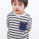 黒ボーダー×のりもの×胸ポケット | 【スララク 防汚加工 オーガニックコットン】わくわくデザイン男の子長袖Tシャツ(… | SLAP SLIP